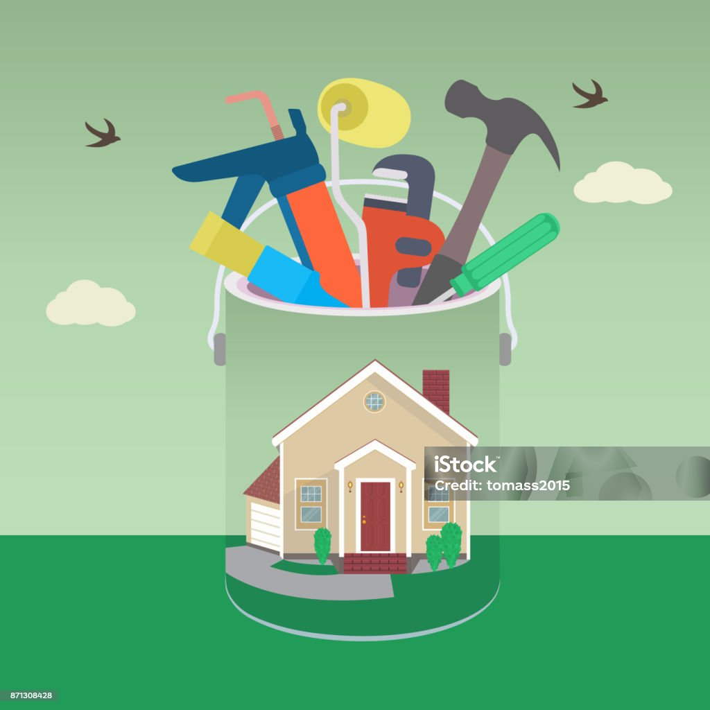 House with tool in colorful design House with tool in colorful design. Vector illustration Repairing stock vector