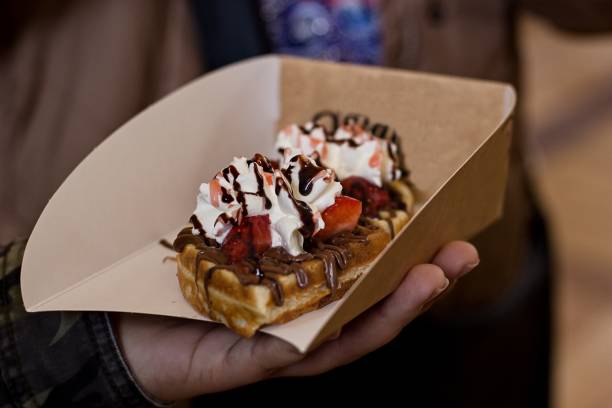 istock waffle with whipped cream and strawberries 871309268