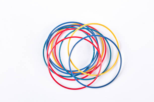 istock Set of colored bracelets, top view. 871319378