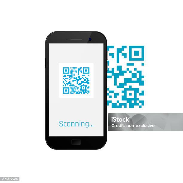 Telefon Komórkowy Skanujący Kod Qr Ilustracja Wektorowa - Stockowe grafiki wektorowe i więcej obrazów QR Code