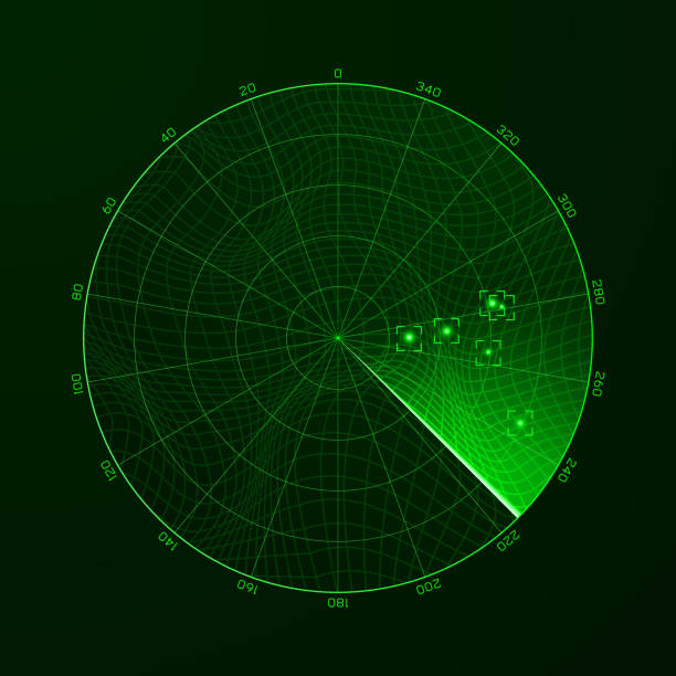 Radar. Blip. Vector illustration Radar. Blip. Detection of objects on the radar. Vector illustration flight radar screen stock illustrations