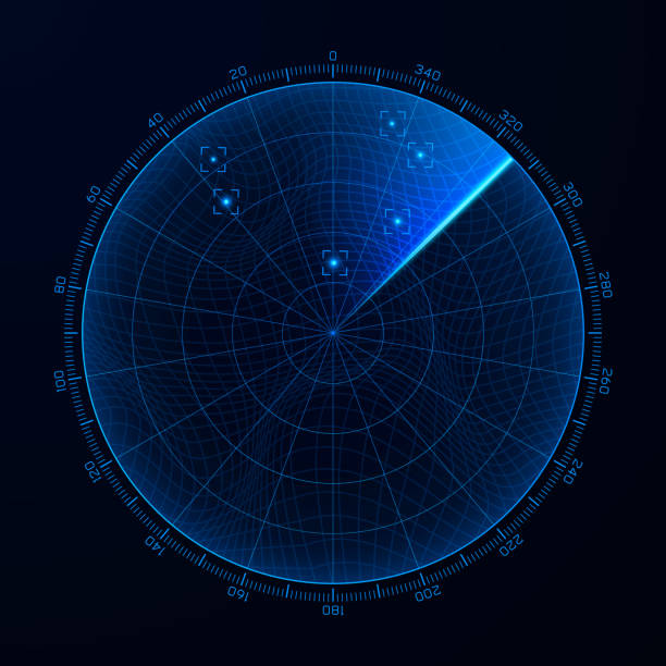 ブリップ。レーダー画面上のターゲットの検出。ベクトル図 - 電波探知機点のイラスト素材／クリップアート素材／マンガ素材／アイコン素材