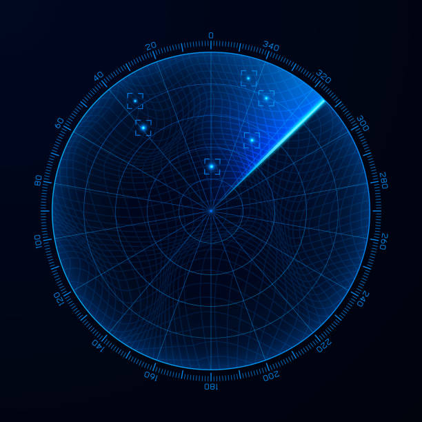 blip. wykrywanie celu na ekranie radaru. ilustracja wektorowa - radar stock illustrations