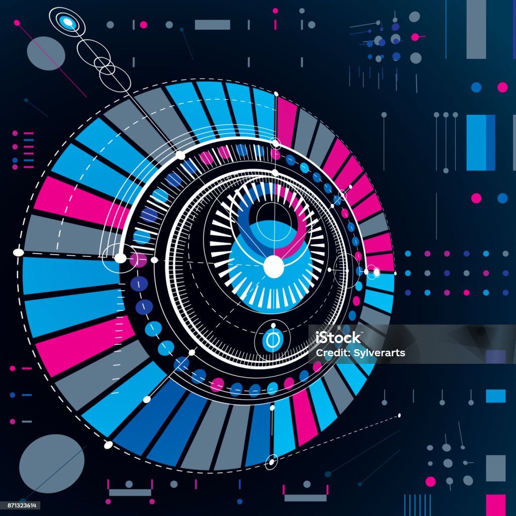 Abstract Mechanical Pattern Dimensional Abstract Circular Mechanical Scheme 3d Technological ...