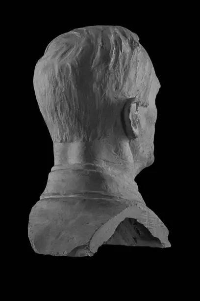 Photo of White plaster bust, sculptural portrait of the modern man