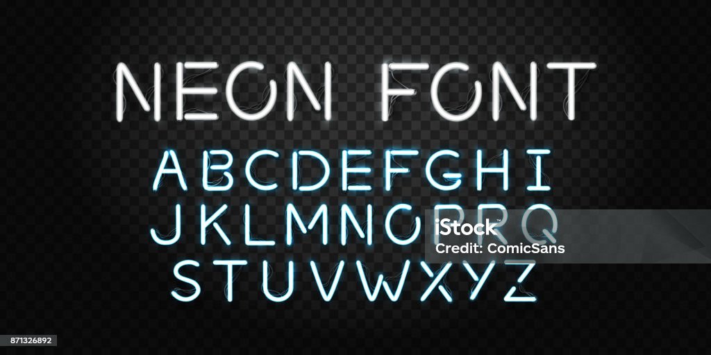 Vector realistic isolated neon font letters for decoration and covering on the transparent background. Neon Lighting stock vector