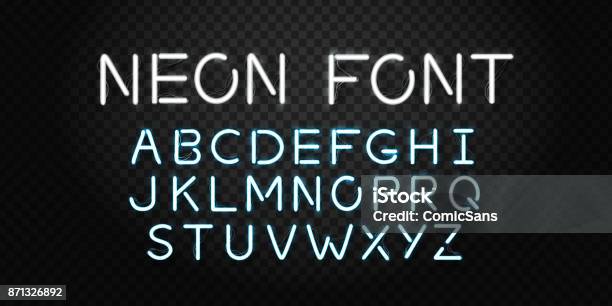 Vector Realistic Isolated Neon Font Letters For Decoration And Covering On The Transparent Background Stock Illustration - Download Image Now