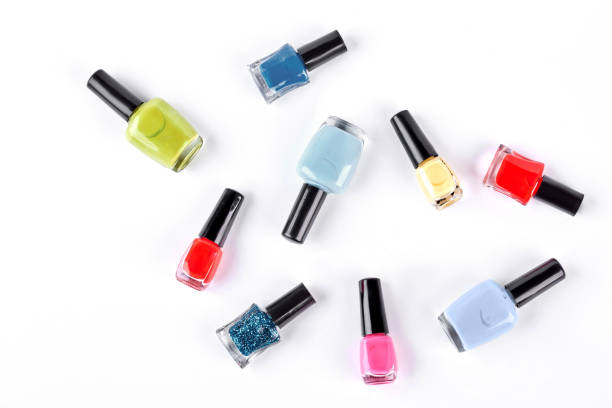 istock Collection of nail polish, top view. 871327154