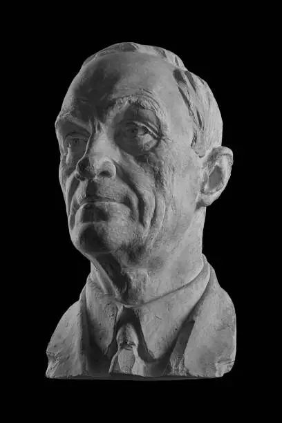 Photo of White plaster bust, sculptural portrait of the modern man