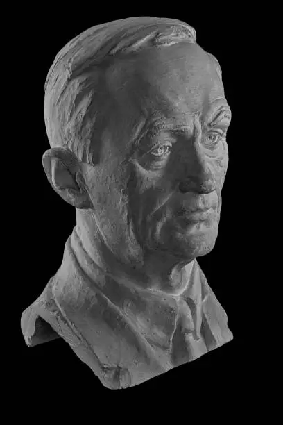 Photo of White plaster bust, sculptural portrait of the modern man