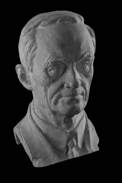 Photo of White plaster bust, sculptural portrait of the modern man