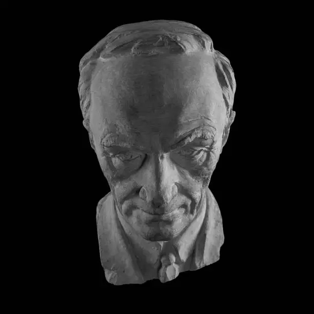 Photo of White plaster bust, sculptural portrait of the modern man