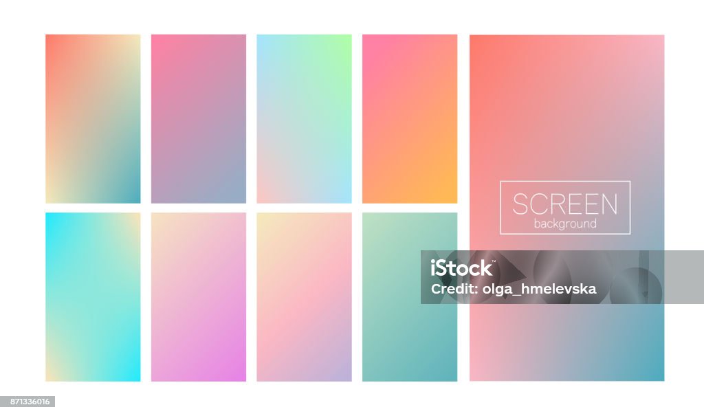 Modern gradient set abstract background Screen gradient set with modern abstract backgrounds. Colorful fluid covers for calendar, brochure, invitation, cards. Trendy soft color. Template with screen gradient set for screens and mobile app Color Gradient stock vector