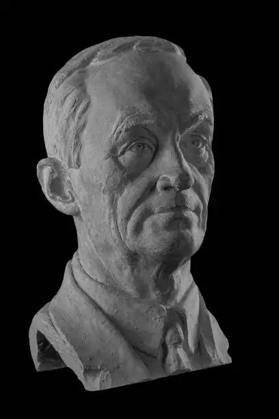 Photo of White plaster bust, sculptural portrait of the modern man