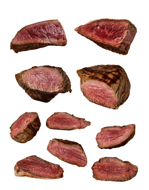istock Grilled beef steaks in various kinds, collection on white background 871339580
