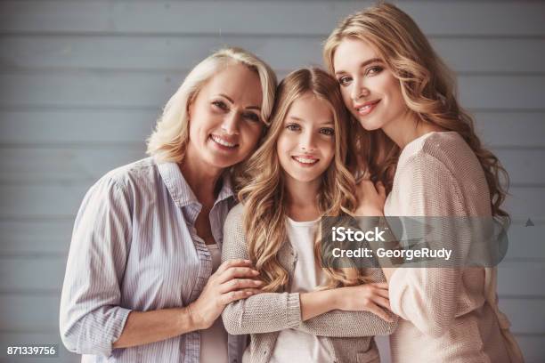 Granny Mom And Daughter Stock Photo - Download Image Now - Mother, Daughter, Hair