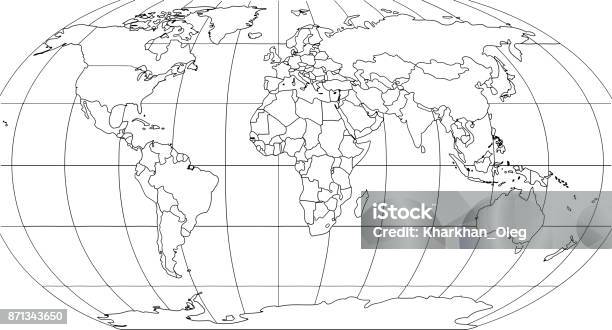 World Map With Smoothed Country Borders Stock Illustration Download