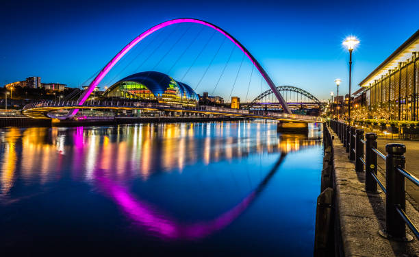 Twilight on Newcastle Quayside Twilight on Newcastle Quayside, England northeastern england photos stock pictures, royalty-free photos & images