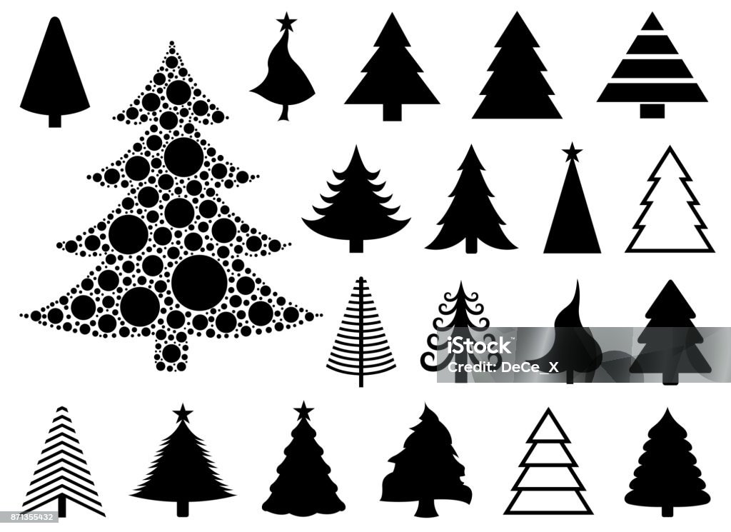 Set of different Christmas trees Set of different Christmas trees isolated Christmas Tree stock vector