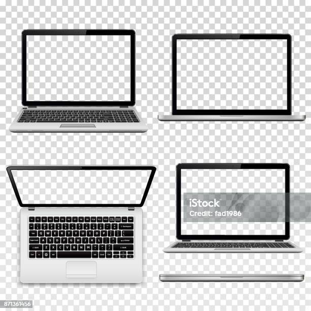 Vetores de Laptops Com Tela Transparente Isolado Em Fundo Transparente e mais imagens de Laptop