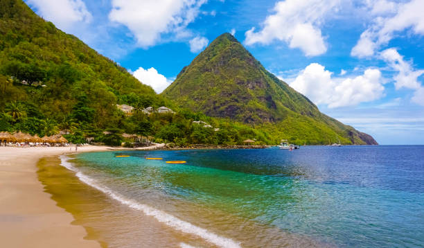 istock Beautiful white beach in Saint Lucia, Caribbean Islands 871362092