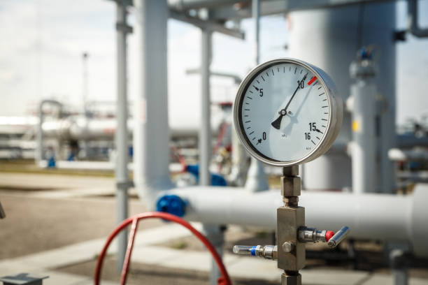 istock Gas manometer on a gas development plant 871364716