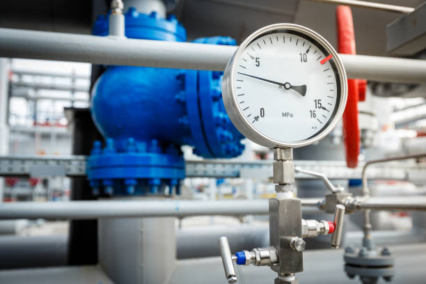 istock Gas manometer on a gas development plant 871364730