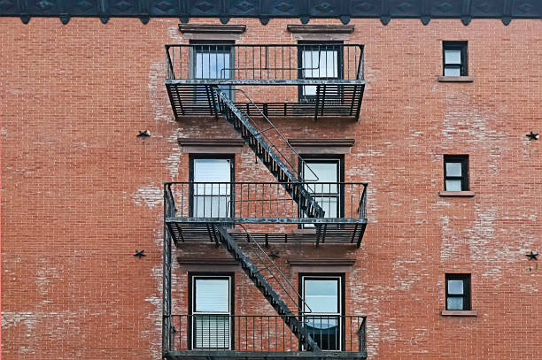 istock Black metal fire escape in Brooklyn 871379986