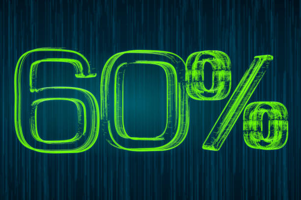 istock Discount concept, 60 percent luminous inscription, 3D rendering 871381446