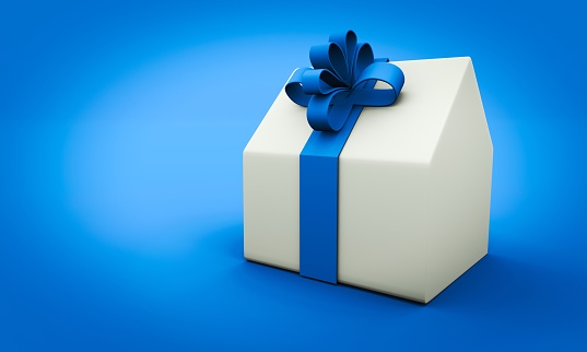 3d render of a house shape gift box