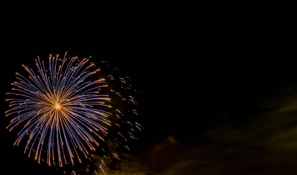 istock Fireworks display at bonfire 4th of November celebration, Kenilworth Castle, UK. 871409786