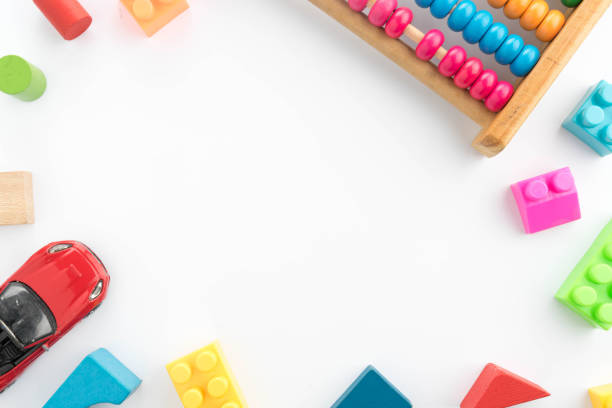 istock Kids toys frame on isolated white background 871417982