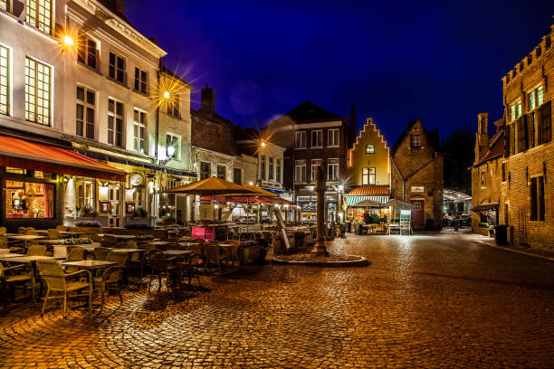 istock Night view of Bruges square 871423716