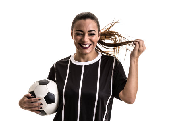 istock Fan / Sport Player on black and white uniform celebrating on white background 871423786