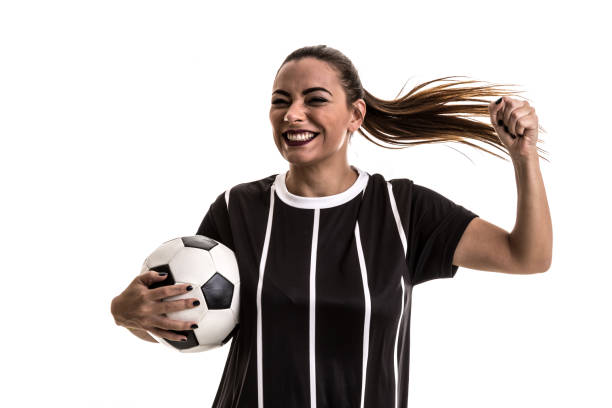 istock Fan / Sport Player on black and white uniform celebrating on white background 871423796