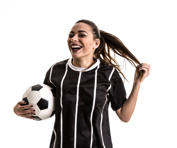 istock Fan / Sport Player on black and white uniform celebrating on white background 871423798