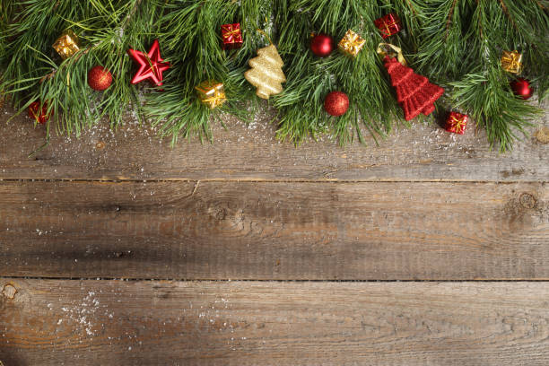 istock Christmas card on wooden background 871425300