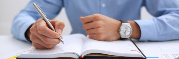 istock Financial statistics documents ball pen infographics at office 871428250