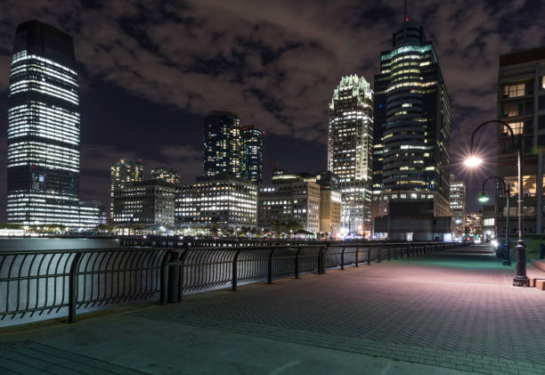 Jersey City Buildings illuminated at night, New Jersey, USA