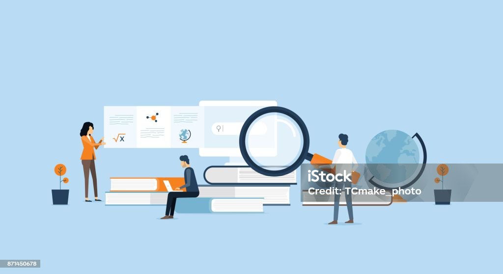 technology business  research and learning  and people business team working  concept This file EPS 10 format. This illustration Research stock vector