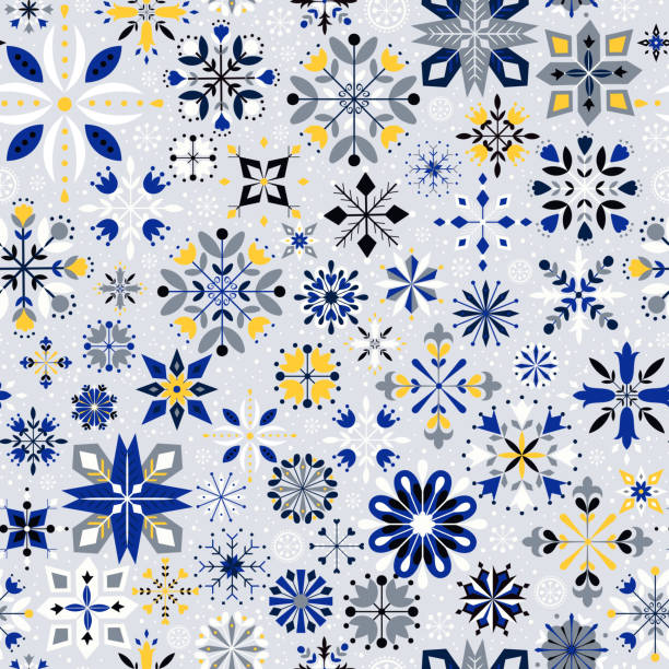 ilustraciones, imágenes clip art, dibujos animados e iconos de stock de snowflakes patrón de navidad - heart shape snow ice leaf
