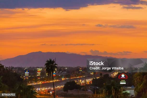 Sunset Over The City Of Burbank Ca Stock Photo - Download Image Now - Burbank, San Fernando Valley, California