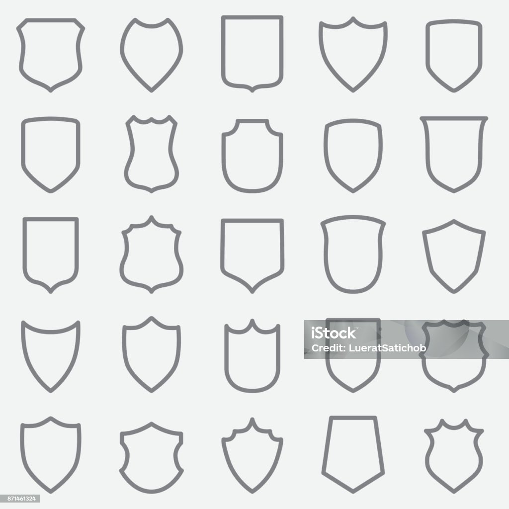 Vintage Label Outline Icons Vintage Label Out Line Icons Coat Of Arms stock vector