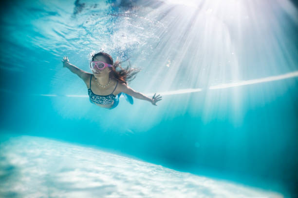 istock Little mermaid swimming underwater. 871461524