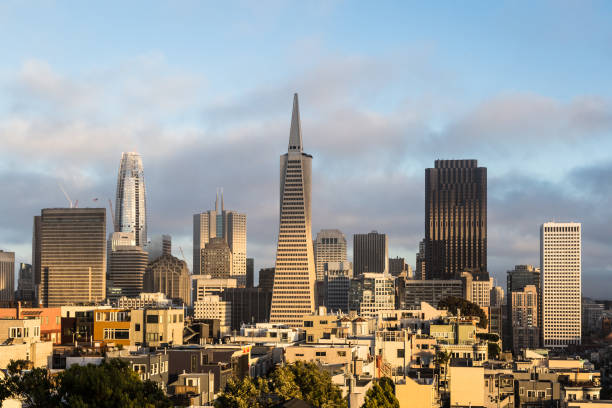 istock Sunset over San Francisco financial district, California, USA 871461552