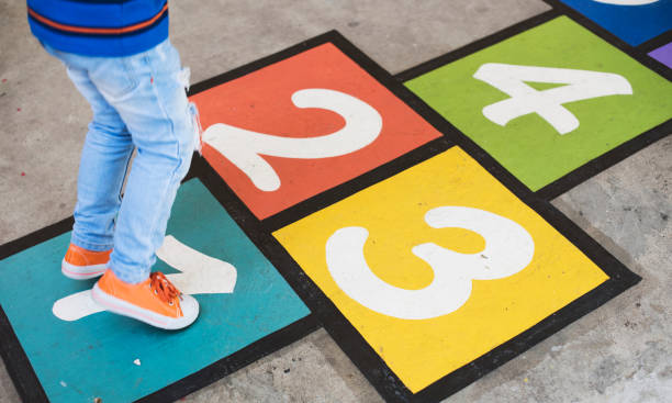 istock Kid playing hopscotch at school 871464040
