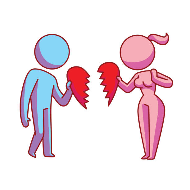 Icon Ex Loving Couple With A Broken Heart Stock Illustration - Download  Image Now - Couple - Relationship, Former, Two People - iStock