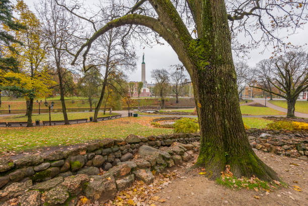 istock Late autumn in old public park, Riga, Latvia 871468644