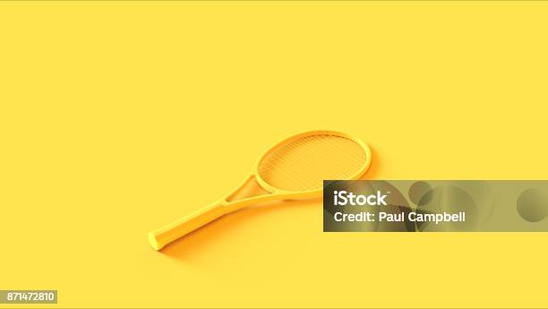 Yellow Tennis Racket Stock Photo - Download Image Now - Tennis, Racket, Three Dimensional