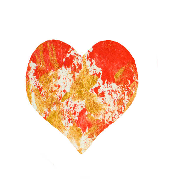 istock Golden red grunge painted heart 871475500